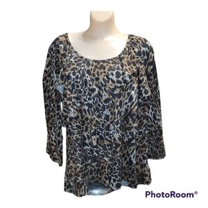 Notations Petite PXL Animal Print Blouse